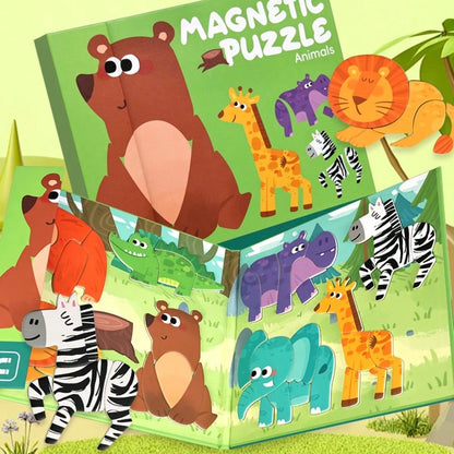 Early Education Magnetic Quiet Paste Book Handmade Girl Puzzle Enlightenment Children's Toy Portable Scene Puzzle 10 Theme Magnetic Puzzle Eight In One Magnetic Stereoscopic Puzzle Parent Ideal Gift F