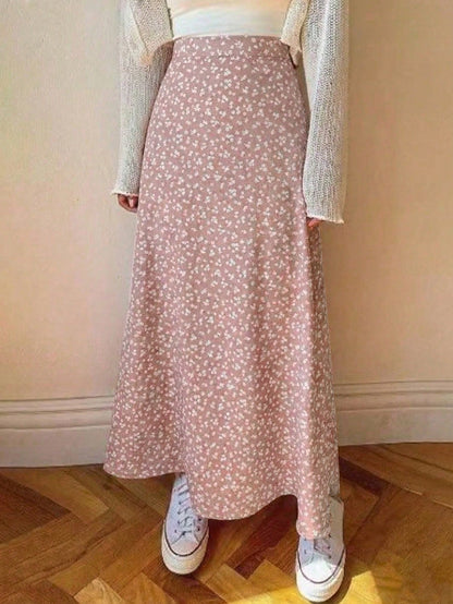 EARO Women's Spring/Summer Ditsy Floral High Waist Flowy Chiffon Skirt, Casual Outdoor Vacation
