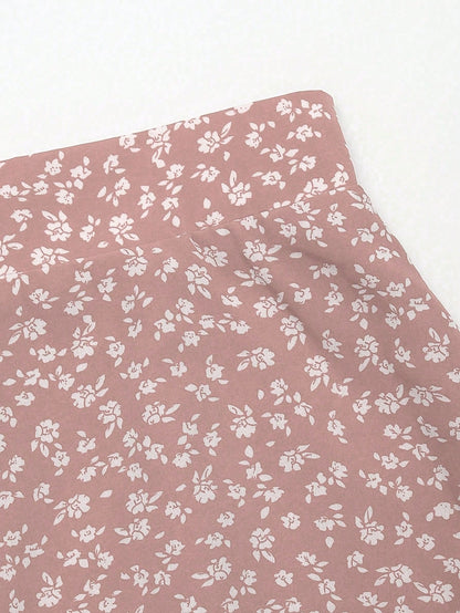 EARO Women's Spring/Summer Ditsy Floral High Waist Flowy Chiffon Skirt, Casual Outdoor Vacation