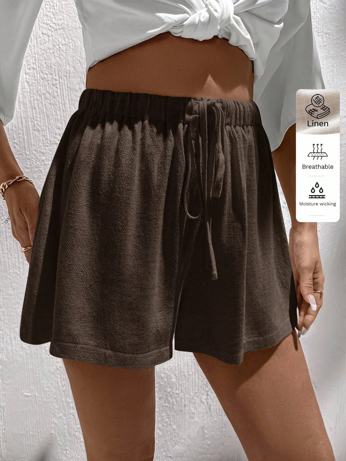 Easowa Linen Casual Women Shorts, Suitable For Spring/Summer Women Shorts Summer Linen Shorts Brown Shorts Women Comfy Shorts Loose Shorts