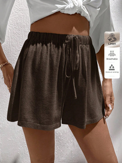 Easowa Linen Casual Women Shorts, Suitable For Spring/Summer Women Shorts Summer Linen Shorts Brown Shorts Women Comfy Shorts Loose Shorts
