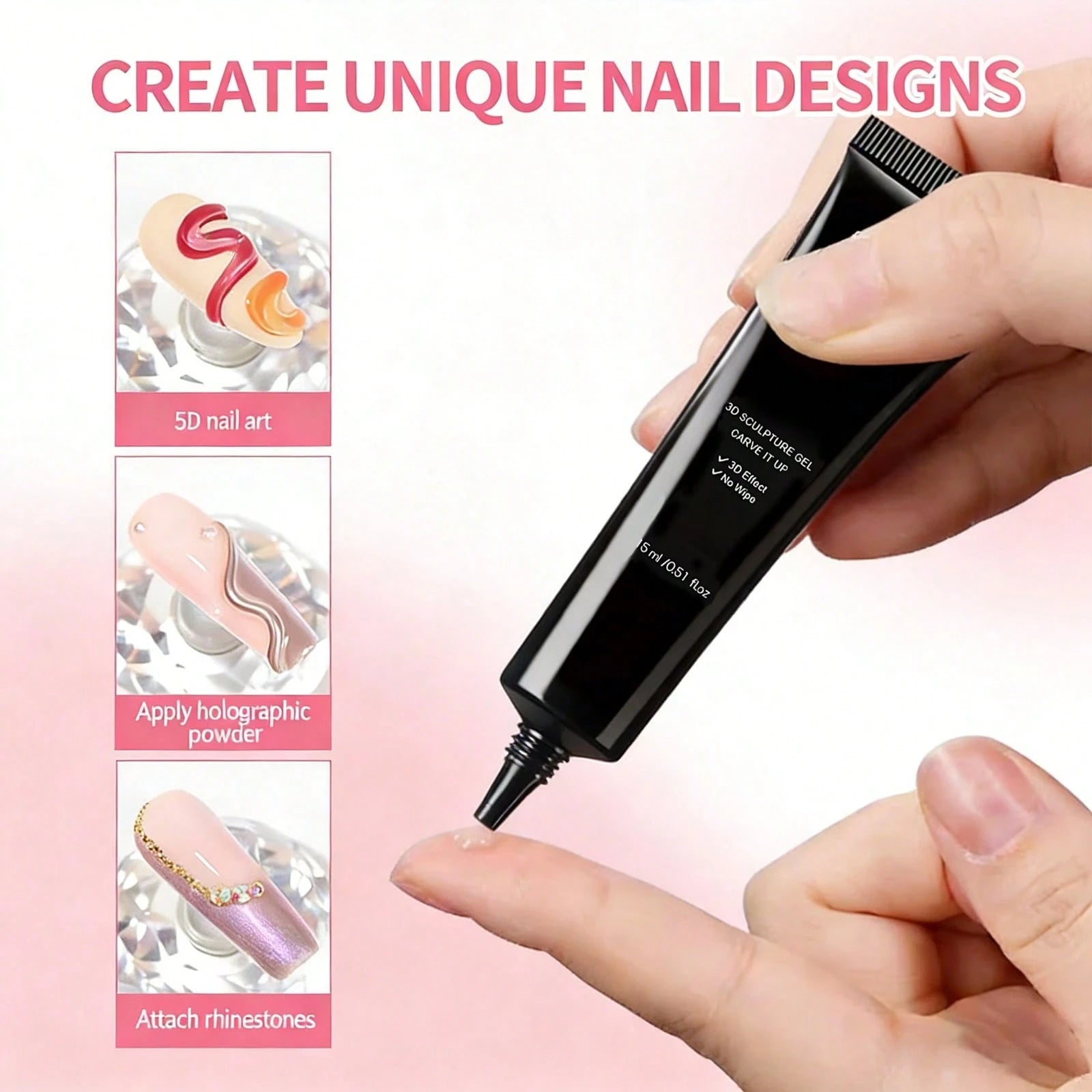 Easy Application 3 Step Nail Gel Simple To Use For Beginners Ideal For DIY Home Manicure And Nail Design