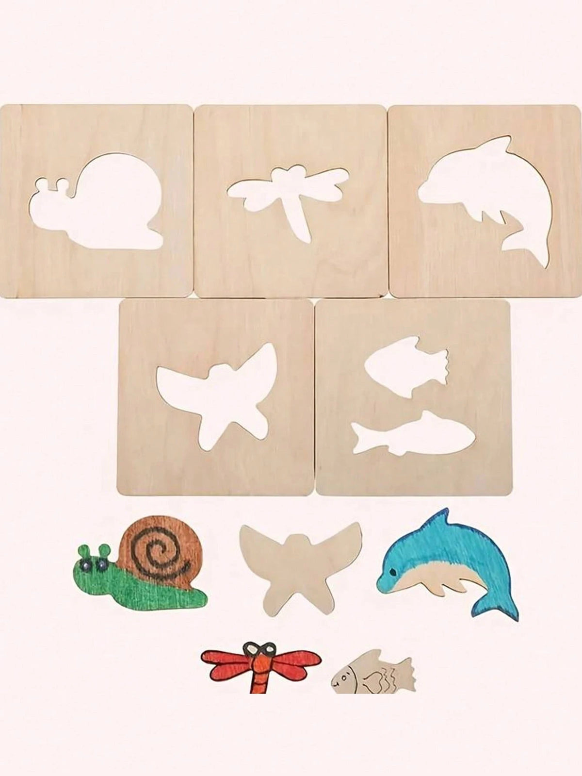 Educational Toy Set, Including Wooden Painting Template Kit, Coloring Puzzle And Drawing Board, Perfect For Hands-On Painting
