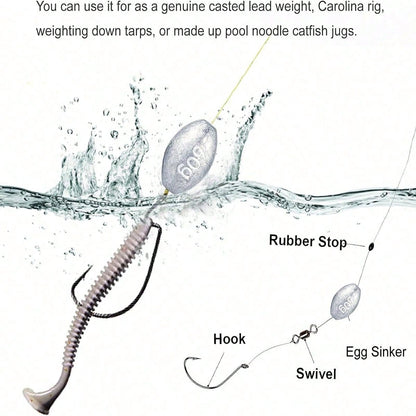 Egg Lead Fishing Weights Kit Drop Bass Weights Sinker Tackle Saltwater Casting Fishing Sinkers Set Oval Freshwater
