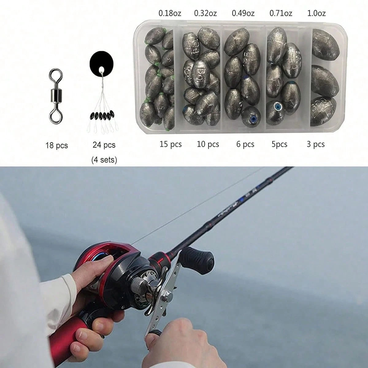 Egg Lead Fishing Weights Kit Drop Bass Weights Sinker Tackle Saltwater Casting Fishing Sinkers Set Oval Freshwater