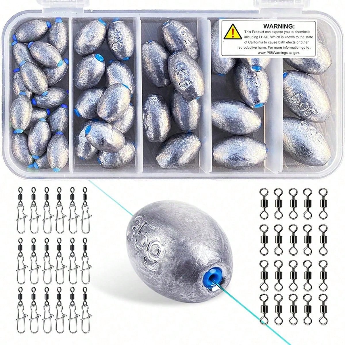Egg Lead Fishing Weights Kit Drop Bass Weights Sinker Tackle Saltwater Casting Fishing Sinkers Set Oval Freshwater