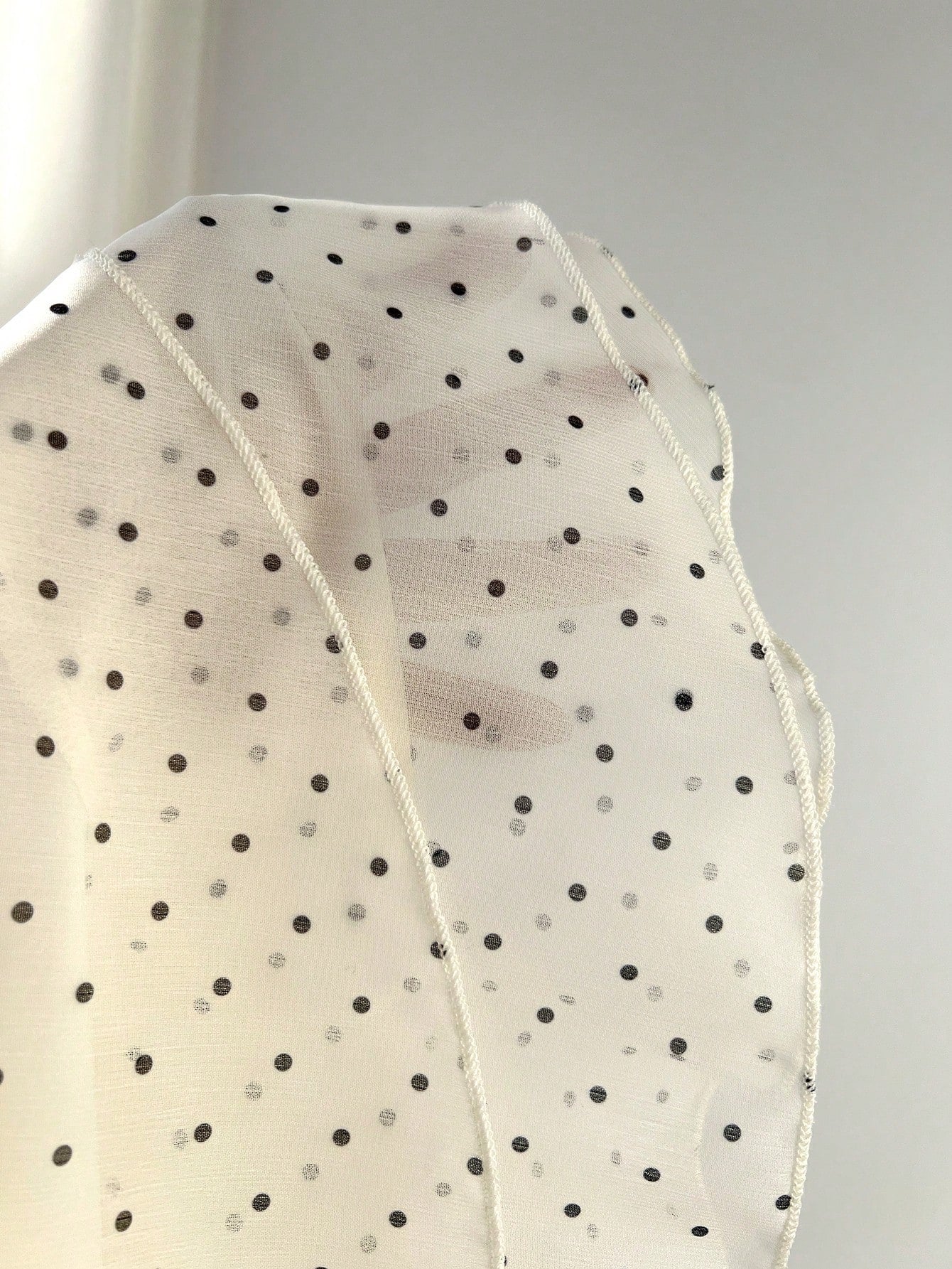 Elamini Women's Spring & Summer Casual Vacation Style Ruffled Layered Chiffon Polka Dot Print Waist Tie Shirt, Flattering Fit, Suitable For Beach