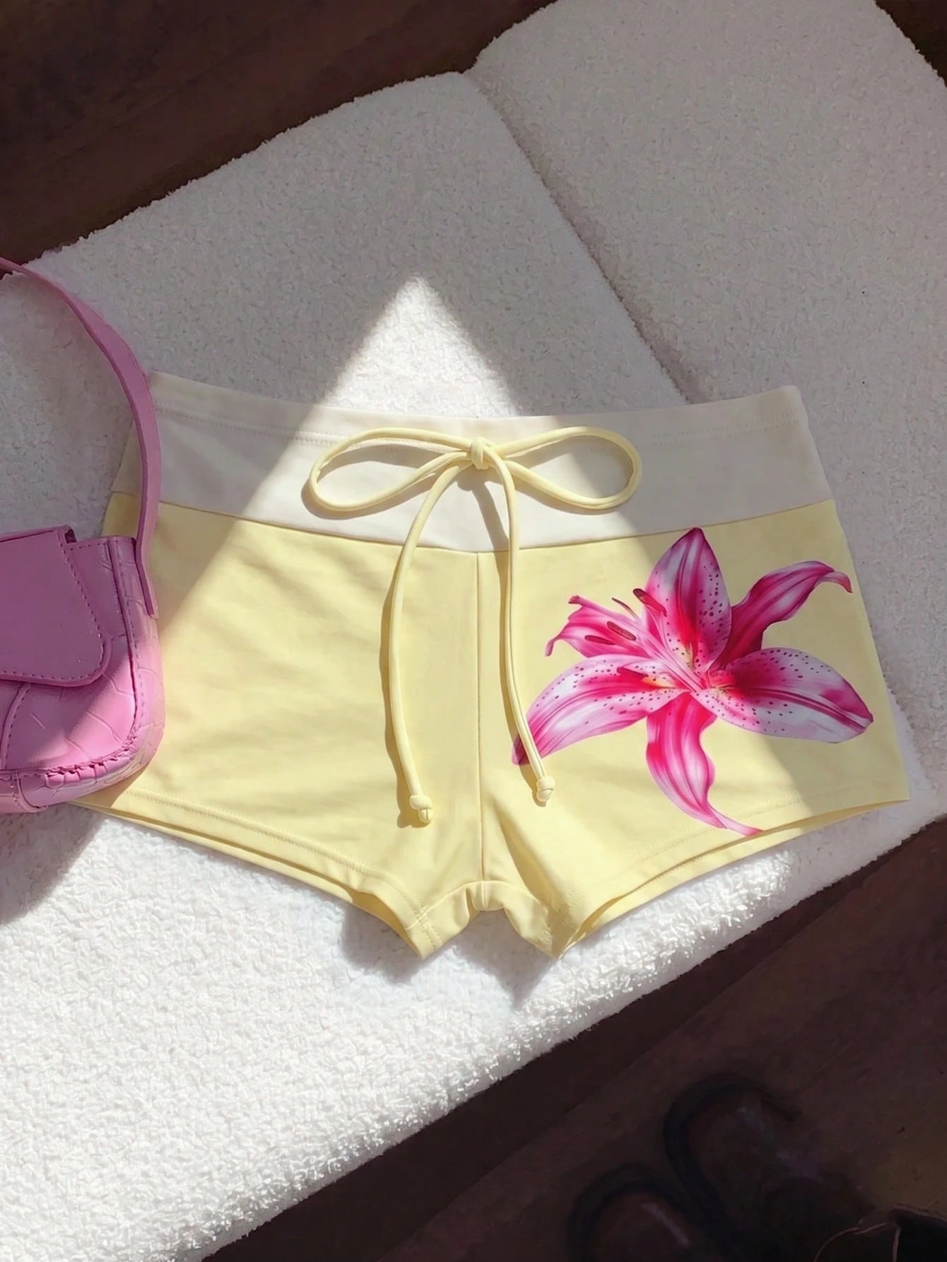Elavelle Women's Spring/Summer Placement Print Bow Swimwear Bottoms