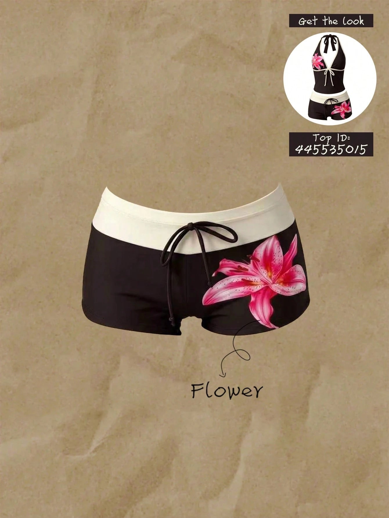 Elavelle Women's Spring/Summer Placement Print Bow Swimwear Bottoms