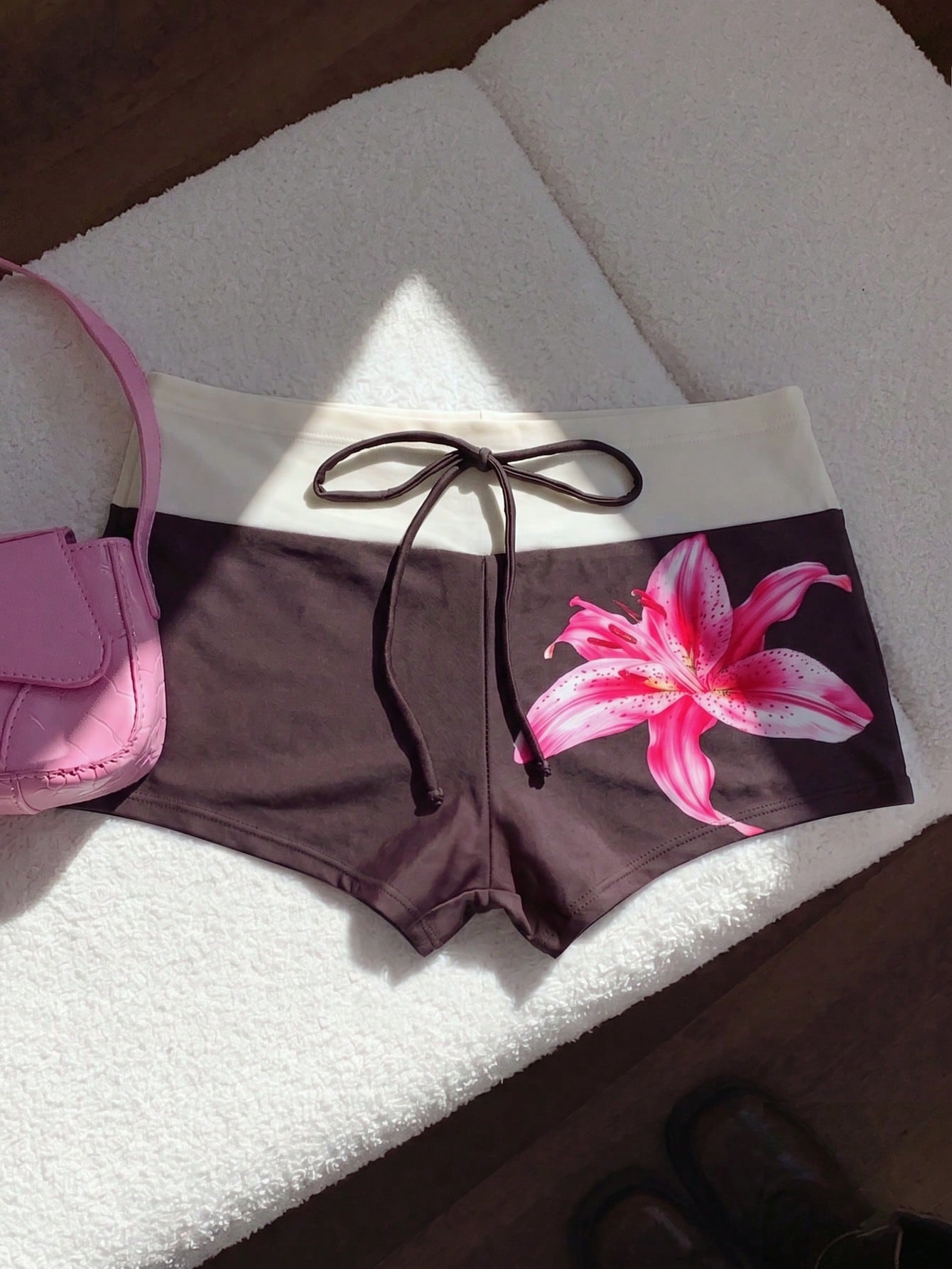 Elavelle Women's Spring/Summer Placement Print Bow Swimwear Bottoms