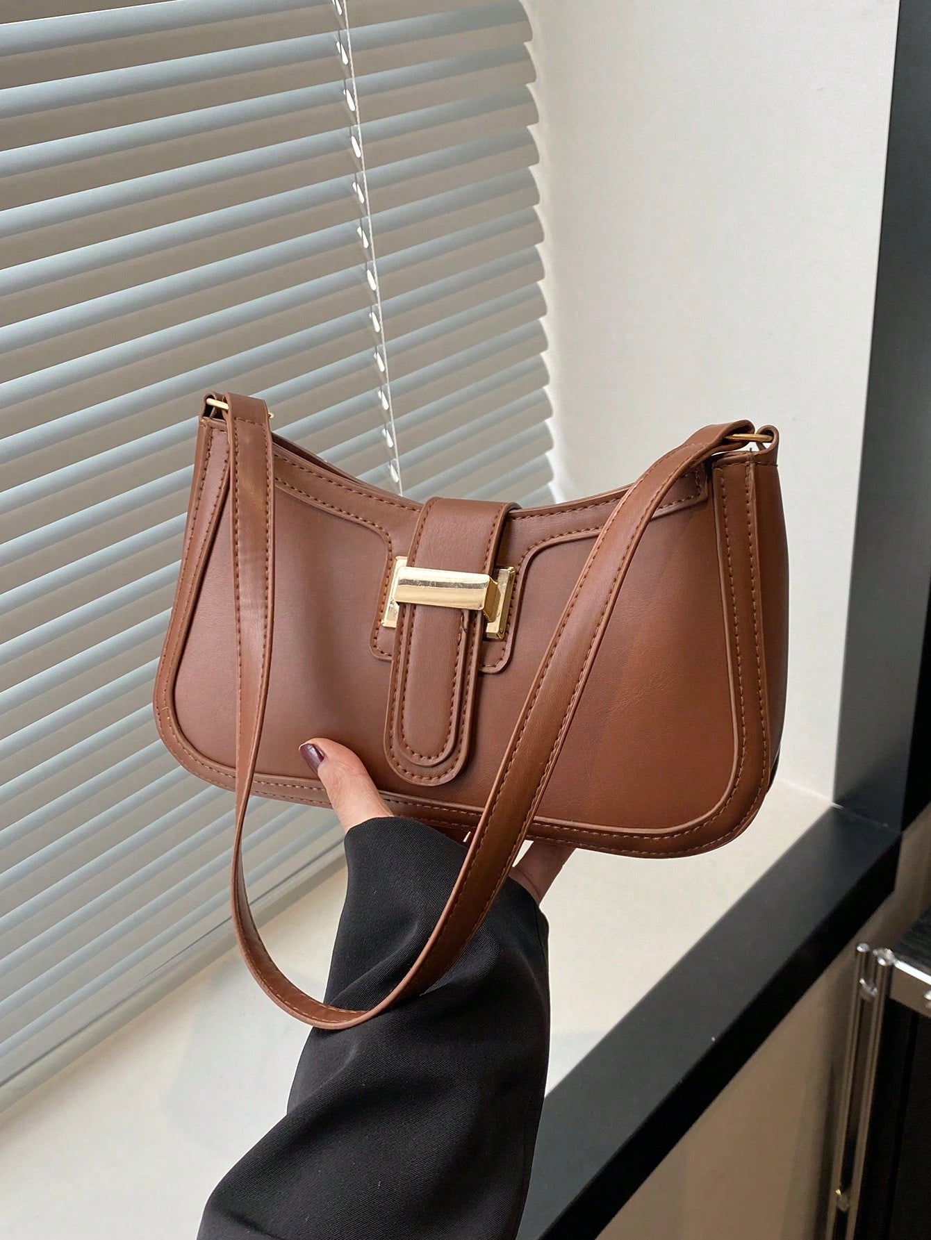 Elegant Crescent Underarm Shoulder Bag, Women's Fashion Casual Solid Color Underarm Bag