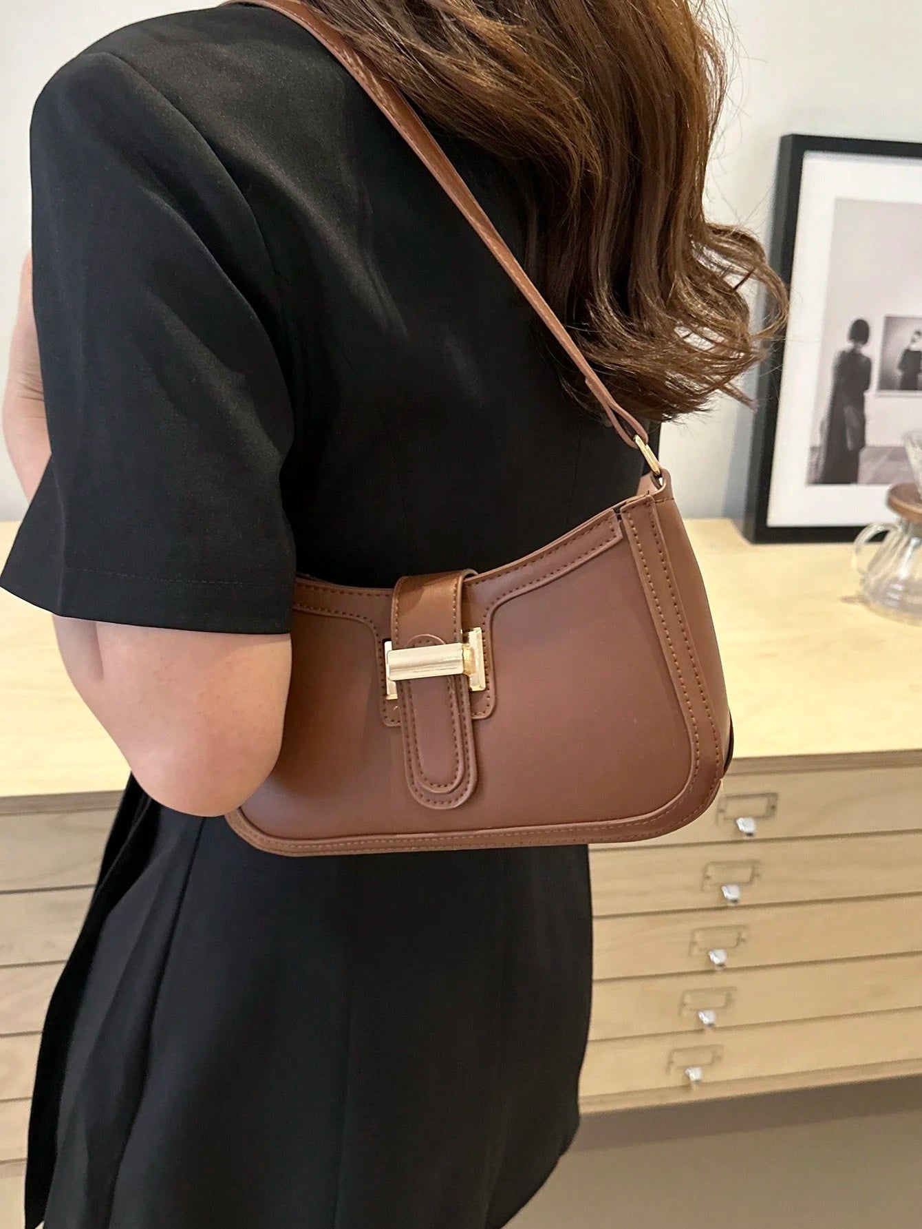 Elegant Crescent Underarm Shoulder Bag, Women's Fashion Casual Solid Color Underarm Bag