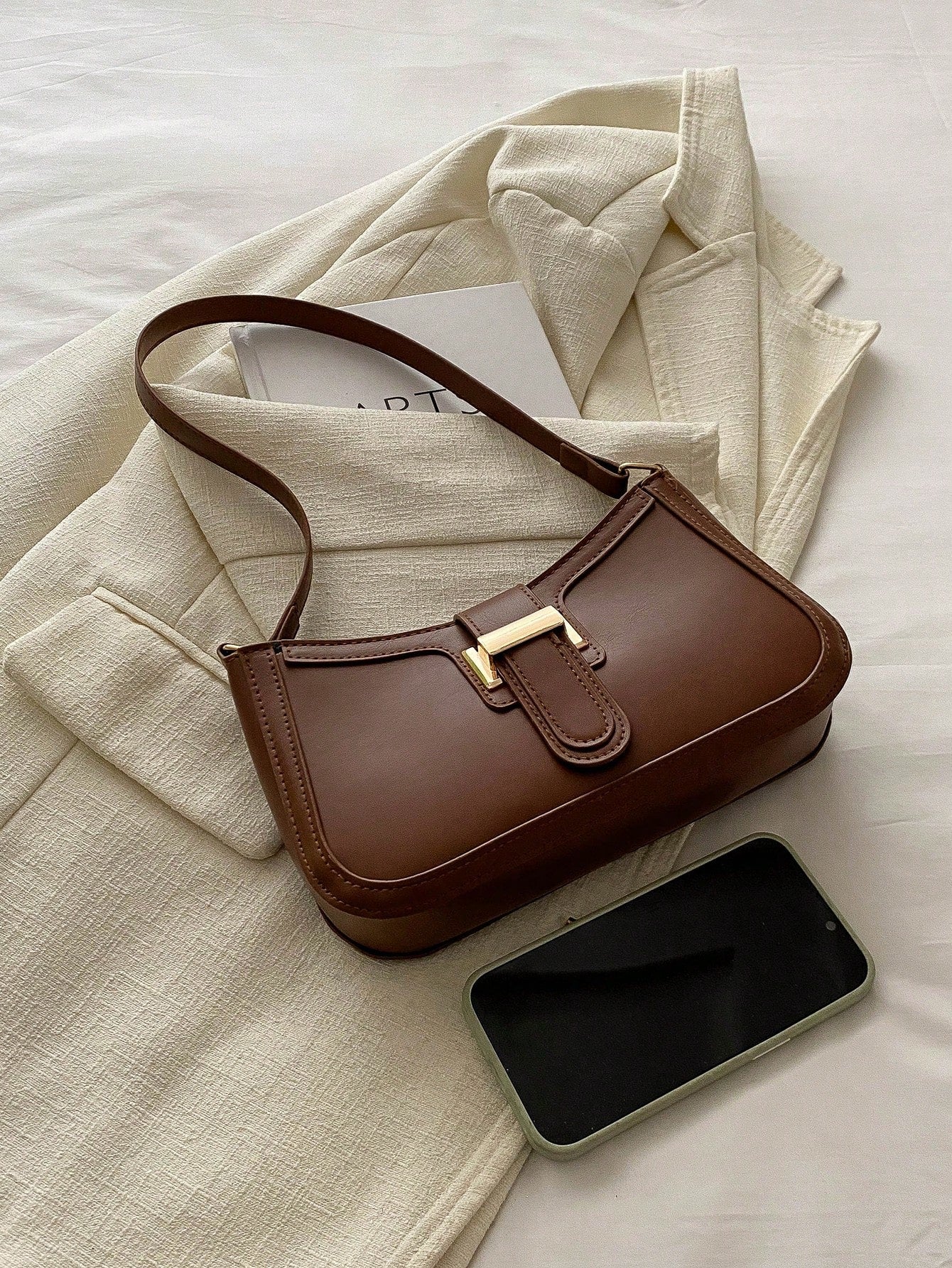 Elegant Crescent Underarm Shoulder Bag, Women's Fashion Casual Solid Color Underarm Bag