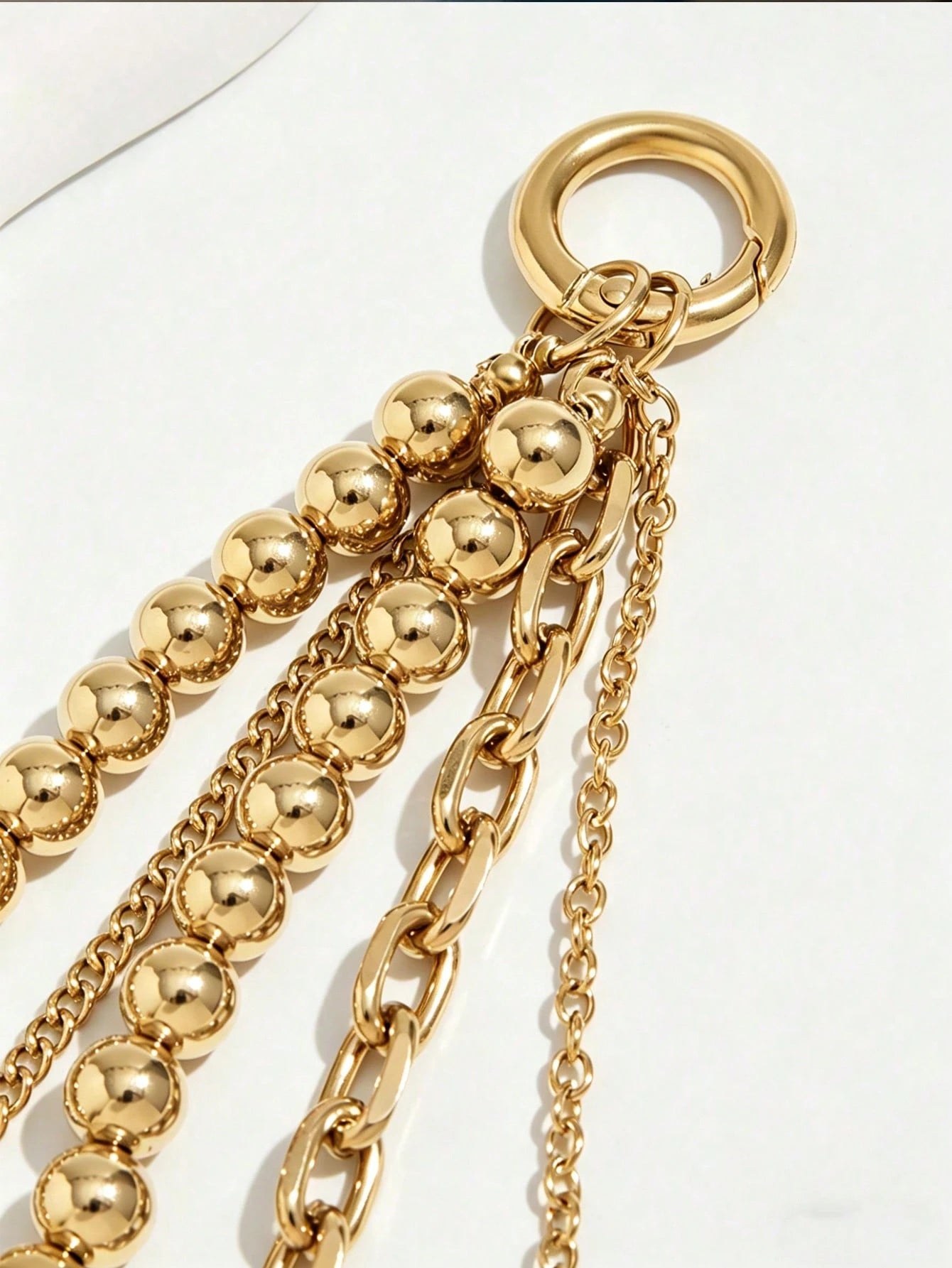 Elegant Metal Pearl Beaded Heart-Shaped Tassel Decor Pendant Keychain Beads Bag Chain Gift, Aesthetic