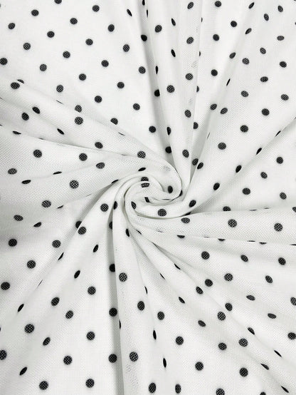 Elegant Women's Mid-Length Asymmetric Polka Dot Dress, Made Of Moderately Elastic Knit Fabric