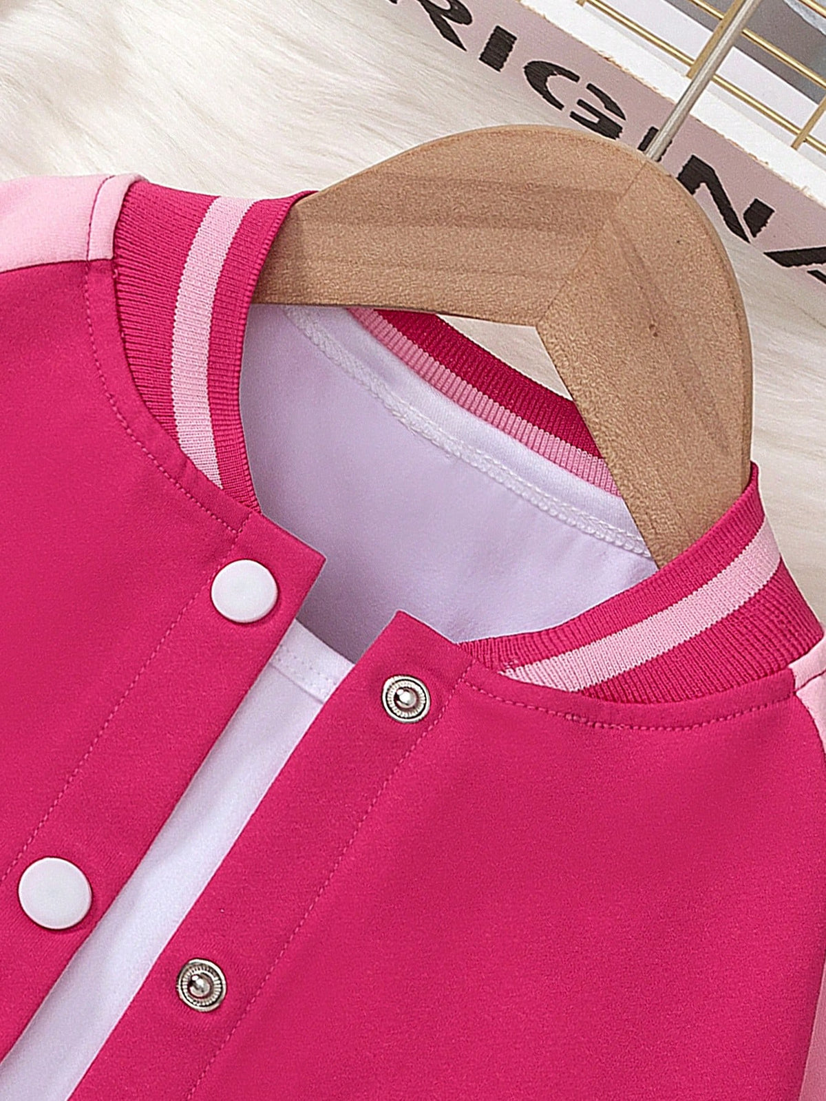 Elladie kids Young Girl Baseball Bomber Jacket Open Front Long Sleeve Cute Cartoon Cat Pattern Casual Sports Tops, Suitable For Holiday, Travel, Outing, Spring And Autumn