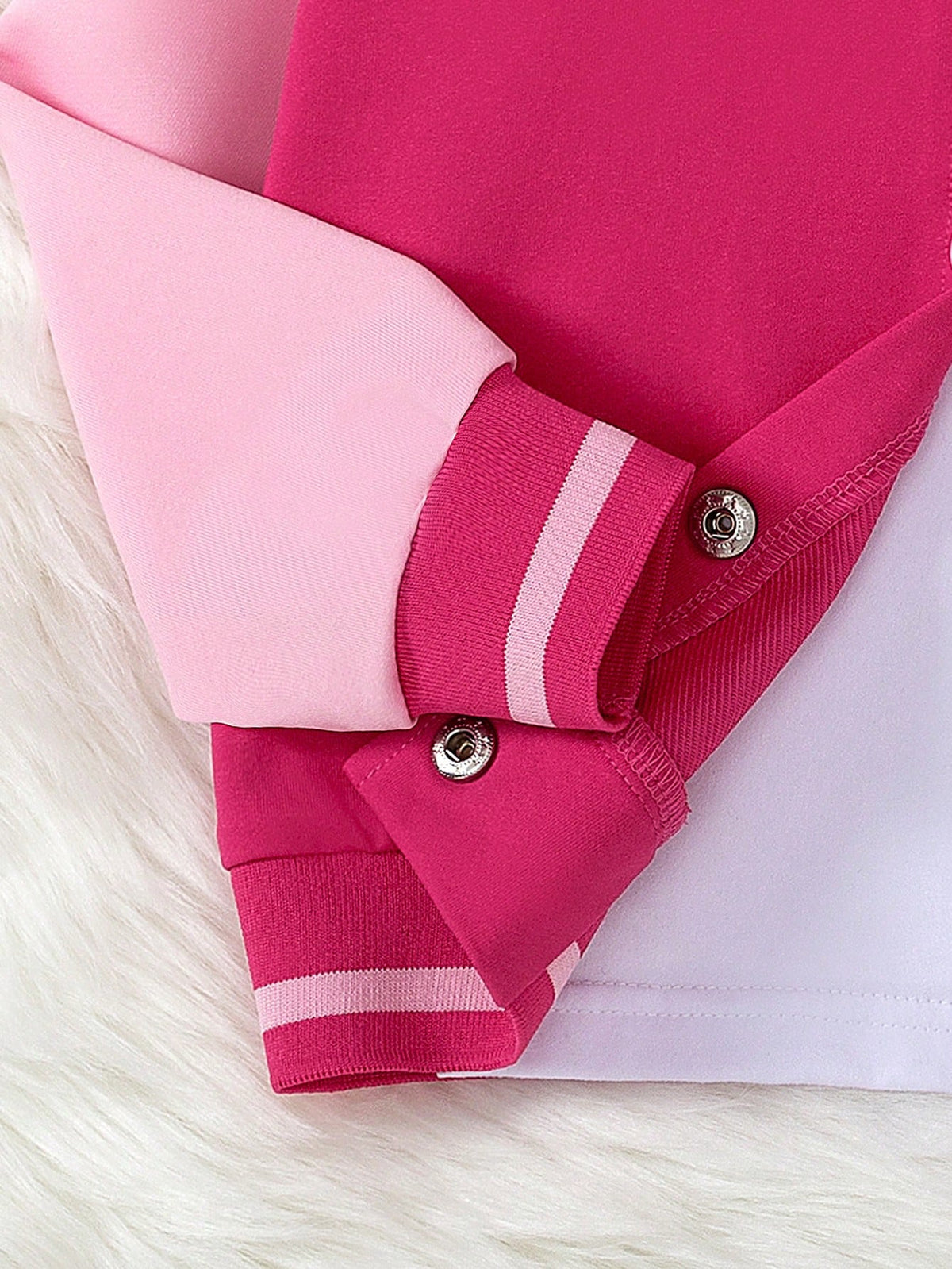 Elladie kids Young Girl Baseball Bomber Jacket Open Front Long Sleeve Cute Cartoon Cat Pattern Casual Sports Tops, Suitable For Holiday, Travel, Outing, Spring And Autumn