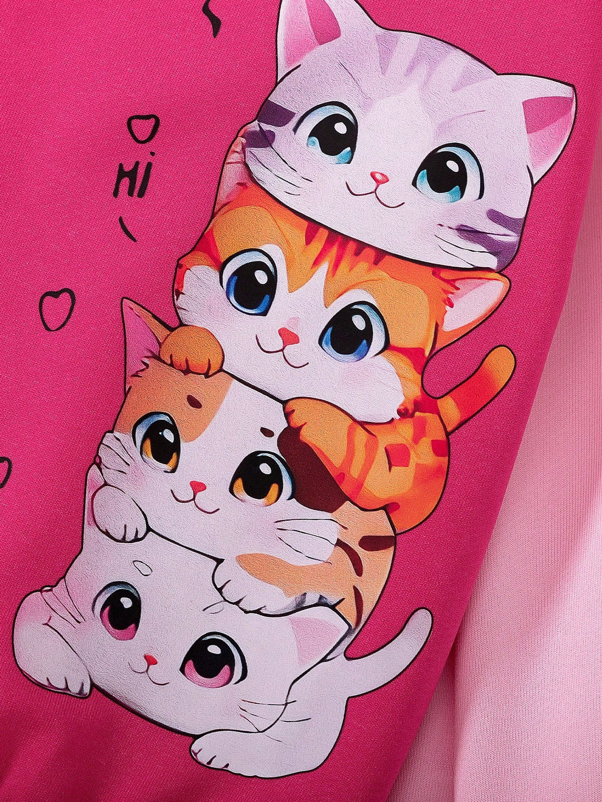 Elladie kids Young Girl Baseball Bomber Jacket Open Front Long Sleeve Cute Cartoon Cat Pattern Casual Sports Tops, Suitable For Holiday, Travel, Outing, Spring And Autumn
