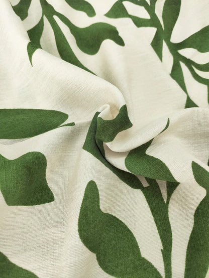 Elouméa Women's Green Leaf Print Tie-Strap A-Line Dress, Suitable For Vacation And Outdoor Activities, Spring/Summer Vacation Beach Tropical