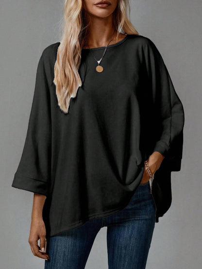 EMERY ROSE 2pcs/Set Women's Casual Minimalist Basic T-Shirt, Suitable For Autumn/Winter Over Sized Tshirts Shirt Pack Tops,Fall,Everyday White Black