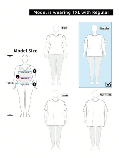 EMERY ROSE Plus Size Women's Solid Color V-Neck Short Sleeve Casual T-Shirt
