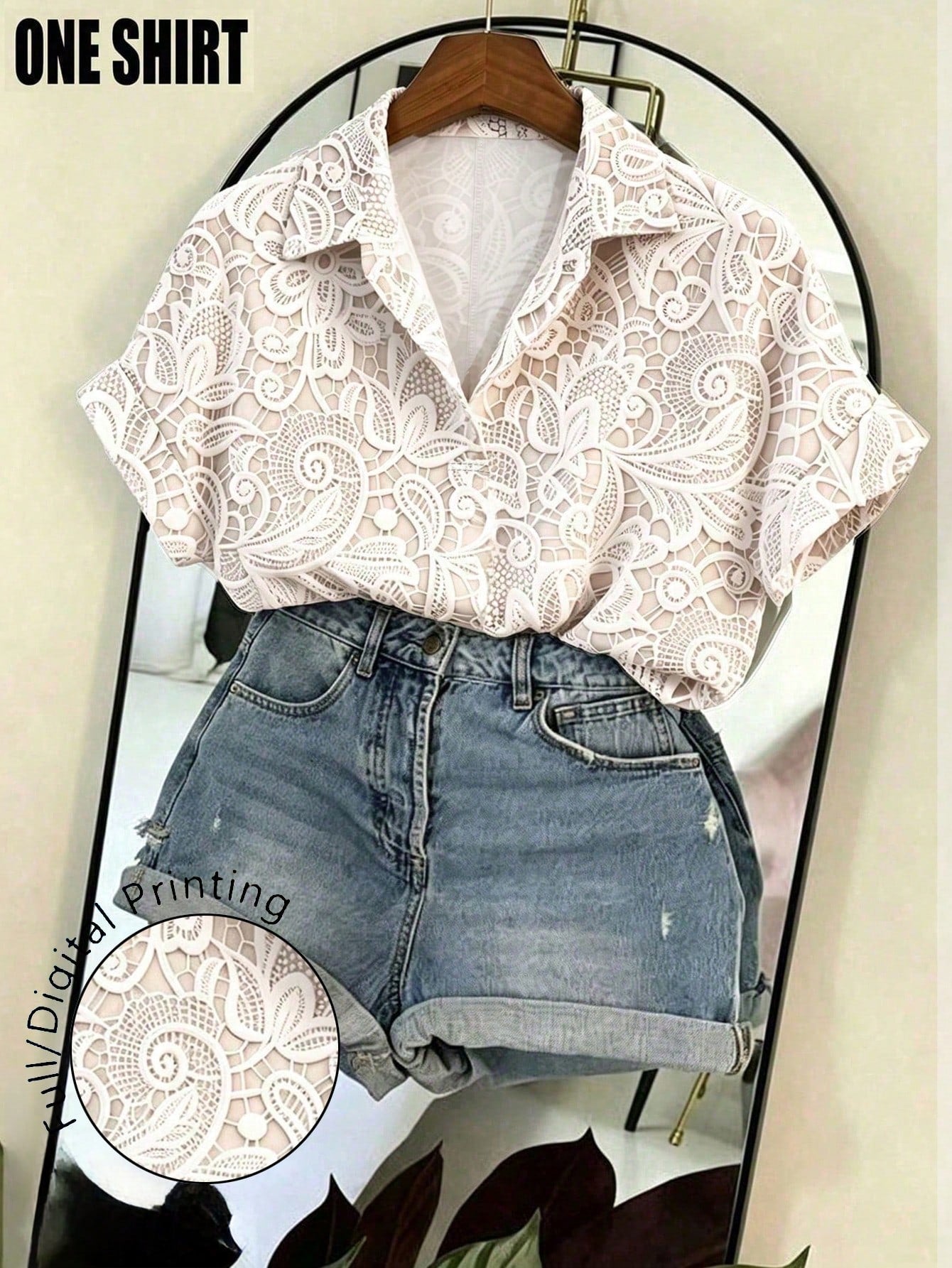 EMERY ROSE Plus Size Women White Short Sleeve Casual Smart Casual Shirt Vacation Summer
