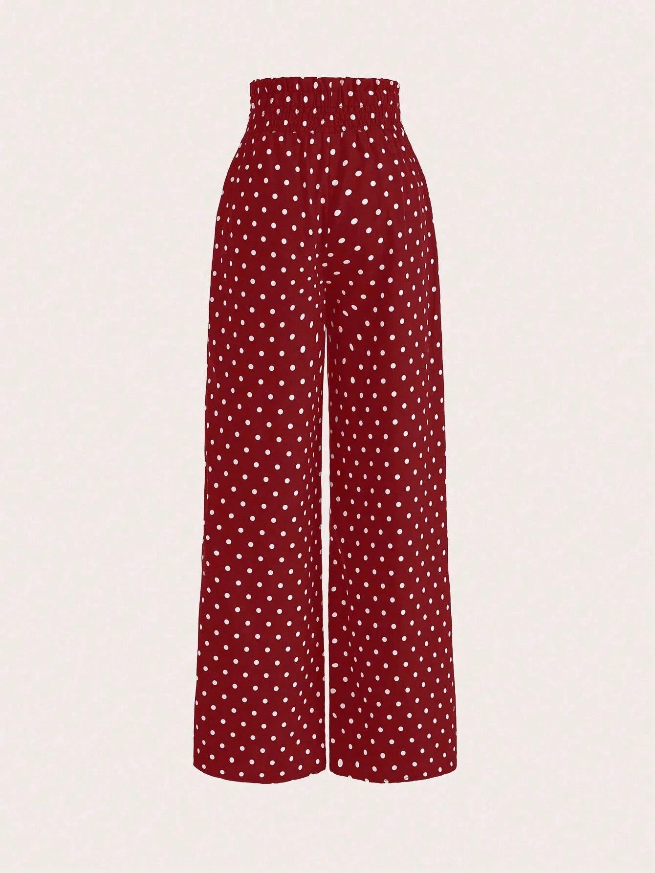 EMERY ROSE Women's Fashion Casual Polka Dot Print Wide Leg Pants