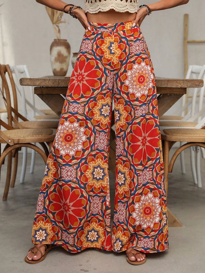 EMERY ROSE Women's Wide Leg Mandala Print Pants Fall Cloth For Women