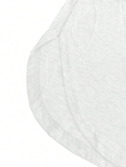 Essnce Loose Fit Curved Hem Long Sleeve T-Shirt, Casual & Relaxed Style For Women