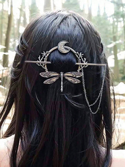 Eterna Glow Viking Retro Dragonfly Hairstick Tassels Design With Chain Hair Clips Vintage Style Branch Hairpins Hair Accessories Mother's Day Daily Wear Gifts
