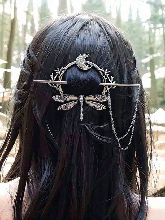 Eterna Glow Viking Retro Dragonfly Hairstick Tassels Design With Chain Hair Clips Vintage Style Branch Hairpins Hair Accessories Mother's Day Daily Wear Gifts