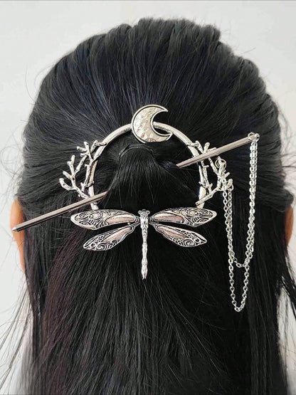 Eterna Glow Viking Retro Dragonfly Hairstick Tassels Design With Chain Hair Clips Vintage Style Branch Hairpins Hair Accessories Mother's Day Daily Wear Gifts