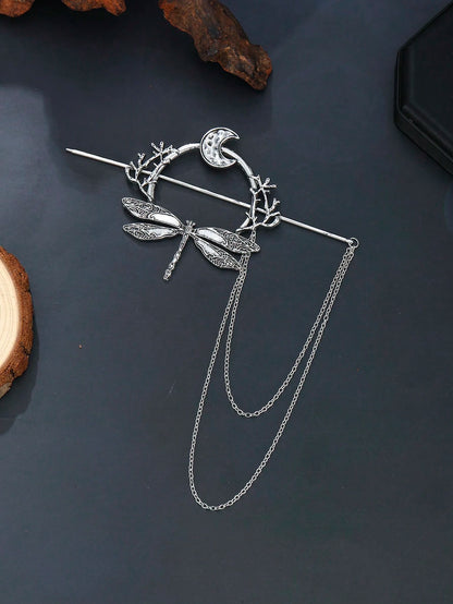 Eterna Glow Viking Retro Dragonfly Hairstick Tassels Design With Chain Hair Clips Vintage Style Branch Hairpins Hair Accessories Mother's Day Daily Wear Gifts