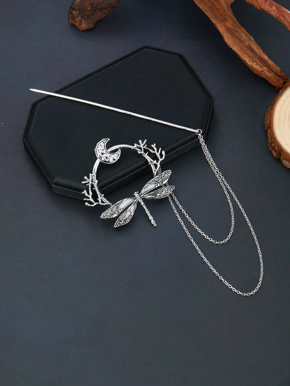 Eterna Glow Viking Retro Dragonfly Hairstick Tassels Design With Chain Hair Clips Vintage Style Branch Hairpins Hair Accessories Mother's Day Daily Wear Gifts