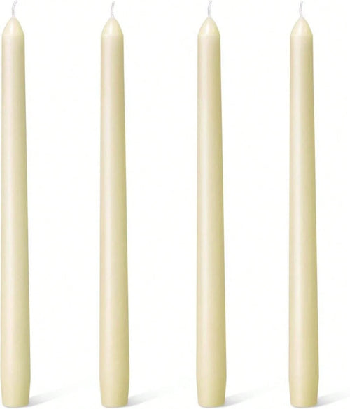 Everymoment Ivory Taper Candles- 4 Pack 10 Inch Candlesticks- Dripless &Amp; Smokeless Tapered Candle 8 Hours Unscented Cream Candle Sticks- Perfect For Wedding Holiday Dinner Party Home Decor