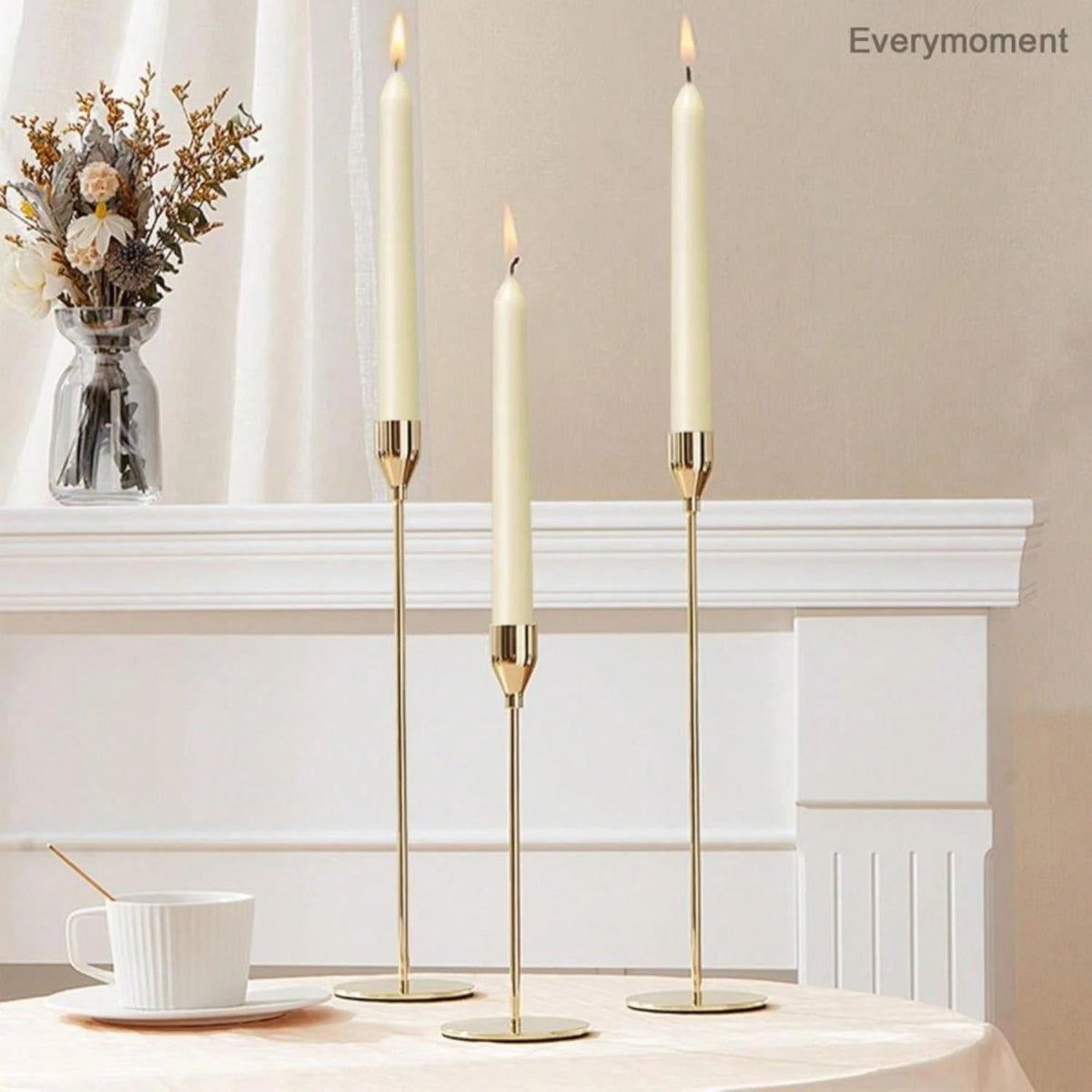 Everymoment Ivory Taper Candles- 4 Pack 10 Inch Candlesticks- Dripless &Amp; Smokeless Tapered Candle 8 Hours Unscented Cream Candle Sticks- Perfect For Wedding Holiday Dinner Party Home Decor
