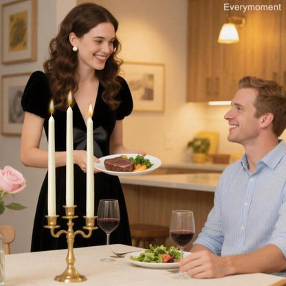 Everymoment Ivory Taper Candles- 4 Pack 10 Inch Candlesticks- Dripless &Amp; Smokeless Tapered Candle 8 Hours Unscented Cream Candle Sticks- Perfect For Wedding Holiday Dinner Party Home Decor