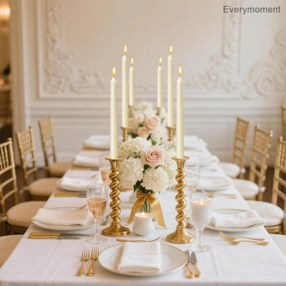 Everymoment Ivory Taper Candles- 4 Pack 10 Inch Candlesticks- Dripless &Amp; Smokeless Tapered Candle 8 Hours Unscented Cream Candle Sticks- Perfect For Wedding Holiday Dinner Party Home Decor