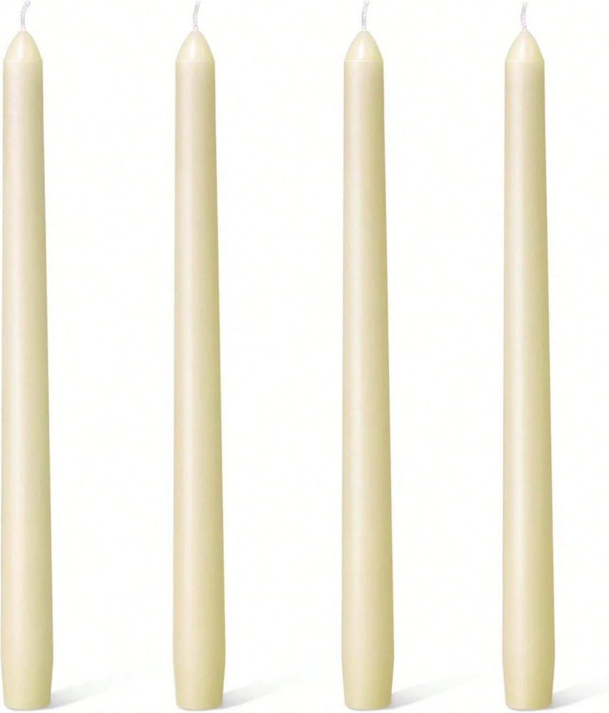 Everymoment Ivory Taper Candles- 4 Pack 10 Inch Candlesticks- Dripless &Amp; Smokeless Tapered Candle 8 Hours Unscented Cream Candle Sticks- Perfect For Wedding Holiday Dinner Party Home Decor