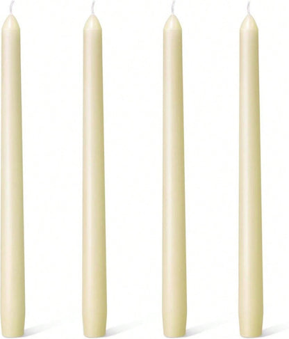 Everymoment Ivory Taper Candles- 4 Pack 10 Inch Candlesticks- Dripless &Amp; Smokeless Tapered Candle 8 Hours Unscented Cream Candle Sticks- Perfect For Wedding Holiday Dinner Party Home Decor