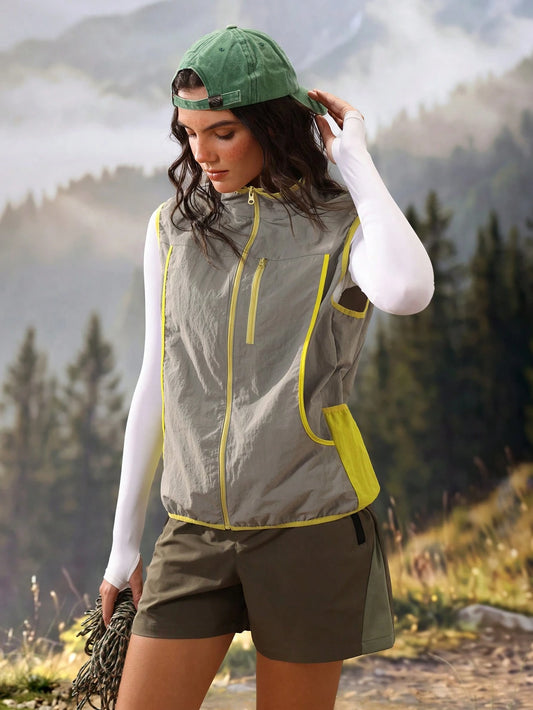 Exploreva Women's Zipper Front Loose Casual Outdoor Vest Jacket