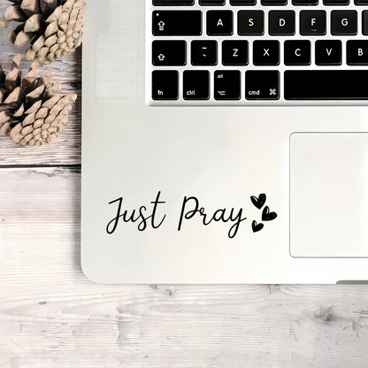 Exquisite Heart Design Just Pray Sticker Decal For Car, Laptop, Truck, Motorcycle And Phone, Perfect Holiday Gift