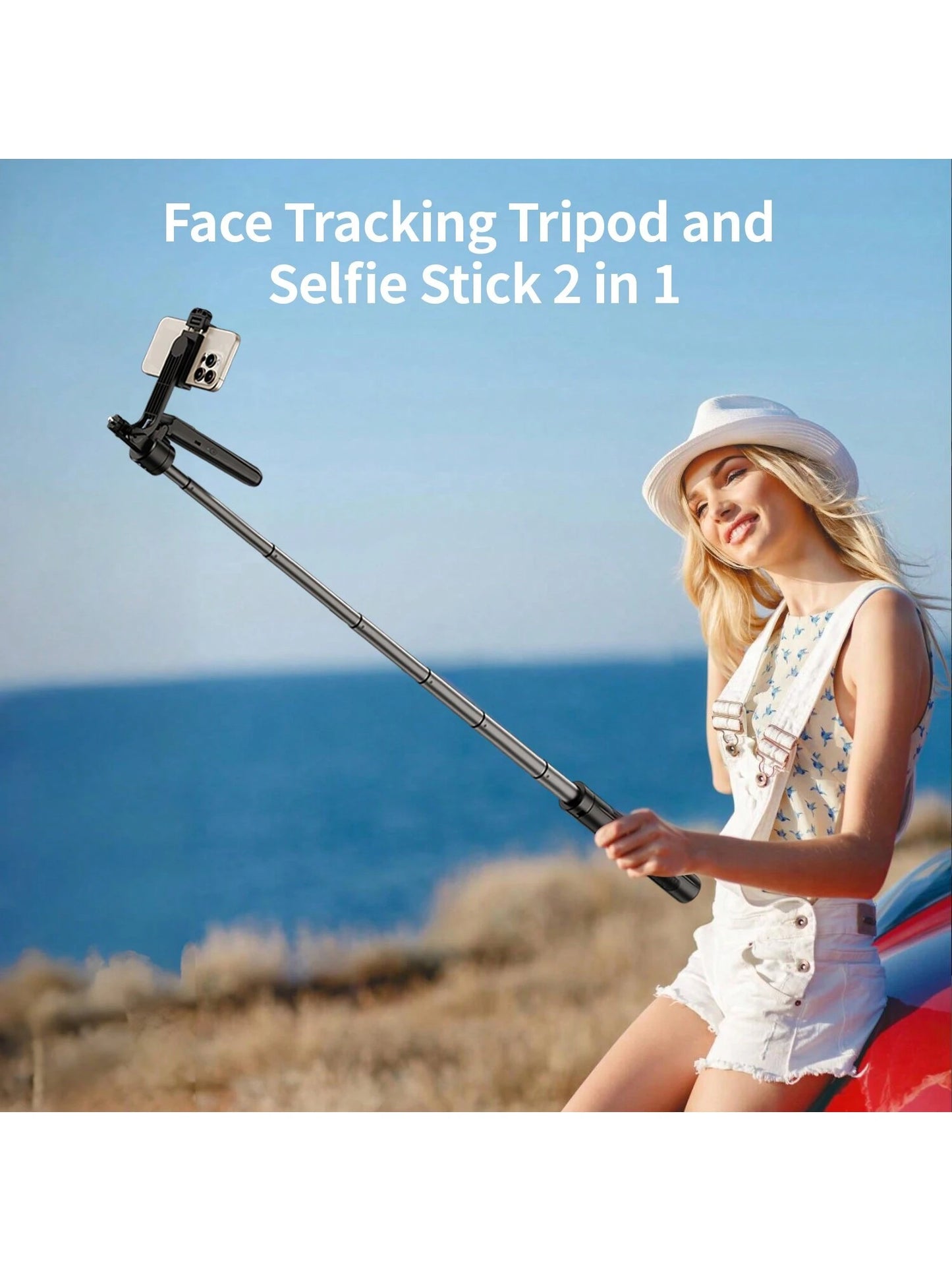 Extendable Auto Face Tracking Tripod 360° Rotation With Light, No App, 70.9" Motion Sensor Phone Tripod Stand, Face Body Phone Camera Mount Gesture Control For Vlog/Live Stream/Video Recording LED Lig