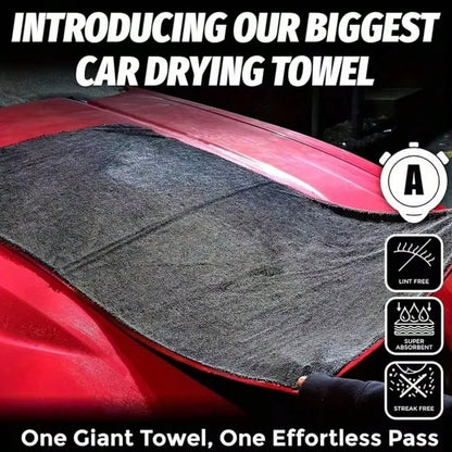 Extra Large Car Cleaning Towel, Super Soft Microfiber Polishing Cloth, Super Absorbent Quick Dry, Lint-Free, Edged Yarn Twist Craft, Professional Car Care Drying Towel, Size 24x35 Inches/60x90 Cm, Dar