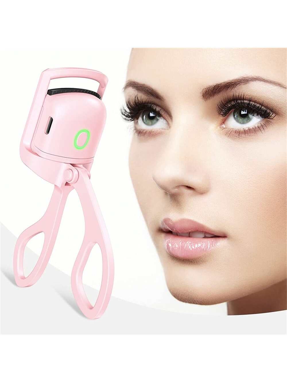 Eyelash Curler, Pink Rechargeable Professional Heated Lash Curlers Rapid Heat-Up Handheld Electric Eyelash Curler Makeup Tool For Women New Years Gift Travel Accessories