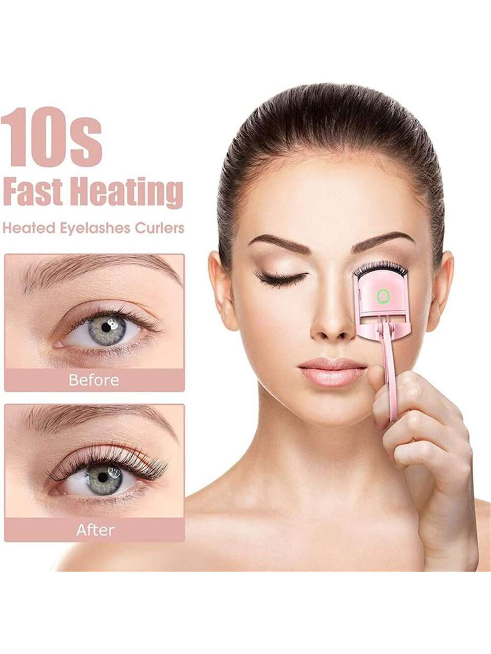Eyelash Curler, Pink Rechargeable Professional Heated Lash Curlers Rapid Heat-Up Handheld Electric Eyelash Curler Makeup Tool For Women New Years Gift Travel Accessories