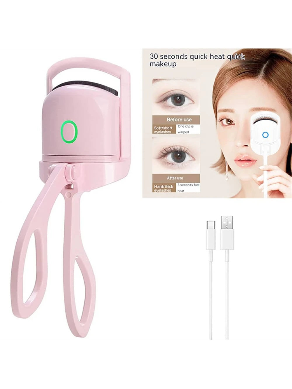 Eyelash Curler, Pink Rechargeable Professional Heated Lash Curlers Rapid Heat-Up Handheld Electric Eyelash Curler Makeup Tool For Women New Years Gift Travel Accessories