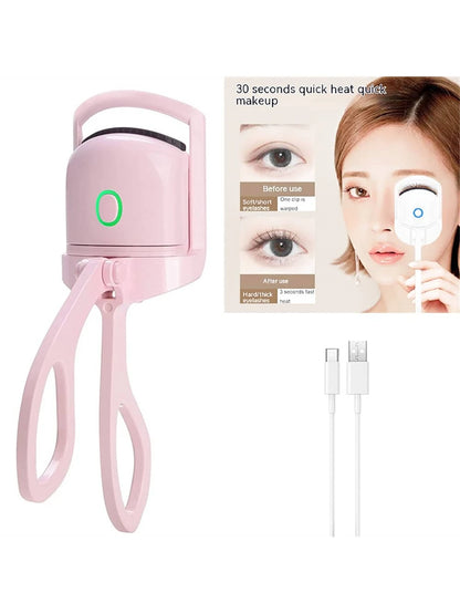 Eyelash Curler, Pink Rechargeable Professional Heated Lash Curlers Rapid Heat-Up Handheld Electric Eyelash Curler Makeup Tool For Women New Years Gift Travel Accessories