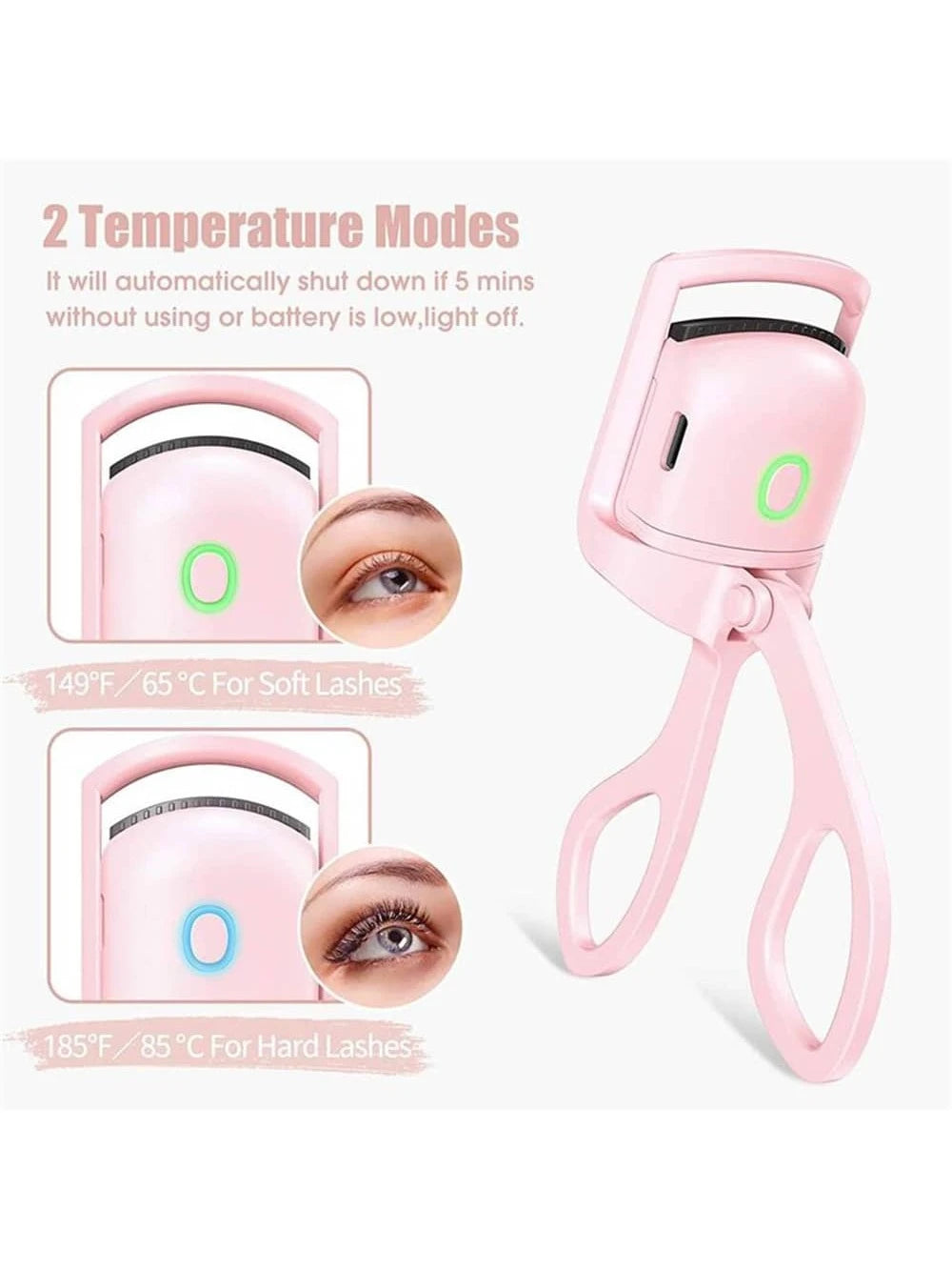 Eyelash Curler, Pink Rechargeable Professional Heated Lash Curlers Rapid Heat-Up Handheld Electric Eyelash Curler Makeup Tool For Women New Years Gift Travel Accessories