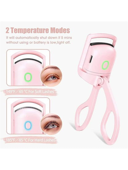 Eyelash Curler, Pink Rechargeable Professional Heated Lash Curlers Rapid Heat-Up Handheld Electric Eyelash Curler Makeup Tool For Women New Years Gift Travel Accessories